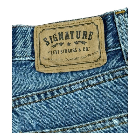 Signature Levi Strauss Jeans Mens 36x30 Regular Fit Distressed Denim Workwear - Picture 12 of 12